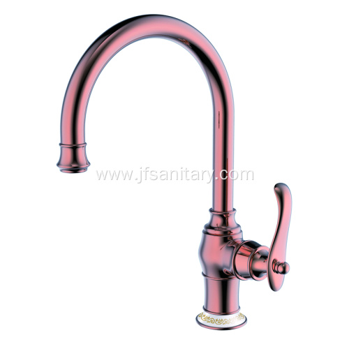 Brass Single Hole Kitchen Mixer Faucet Rose Gold